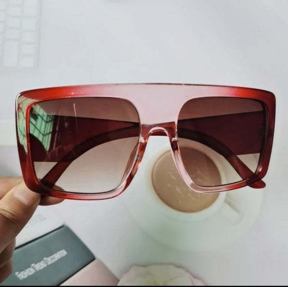 Accessories - Women Luxury Brand Big Frame Red Square Oversized Sun Glasses